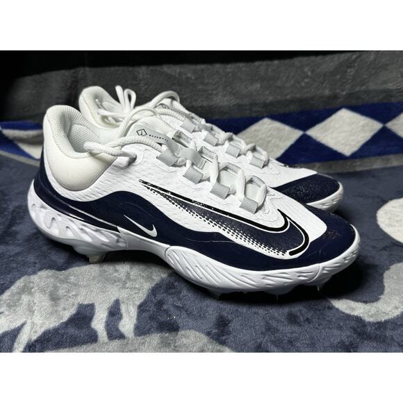 Nike Alpha Huarache Elite 4 White Navy Baseball Cleats DR6851-101 Men’s Sz 8 - Picture 4 of 10